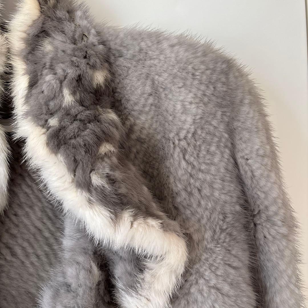 グレー フリル付きファーショートジャケット