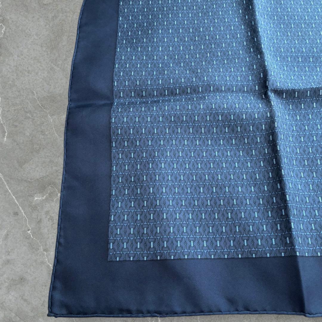 極美品✨エルメス メンズ ポケットチーフネイビーフランス製シルクフォーマルスーツ