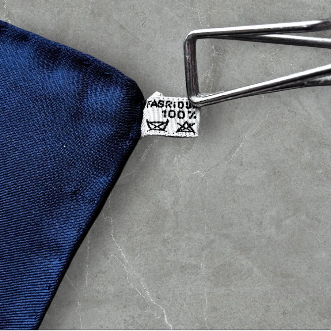 極美品✨エルメス メンズ ポケットチーフネイビーフランス製シルクフォーマルスーツ