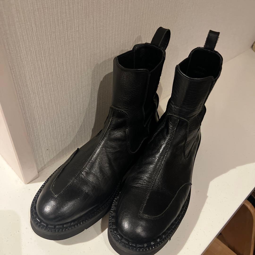 ブラック サイドゴアブーツ レザー