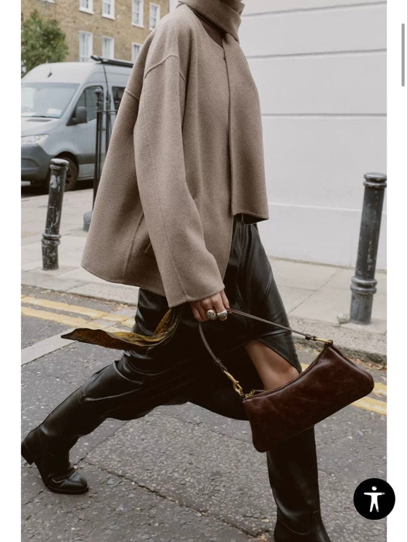 新品 完売品 ZARA ウールショートスカーフコート ブラック S