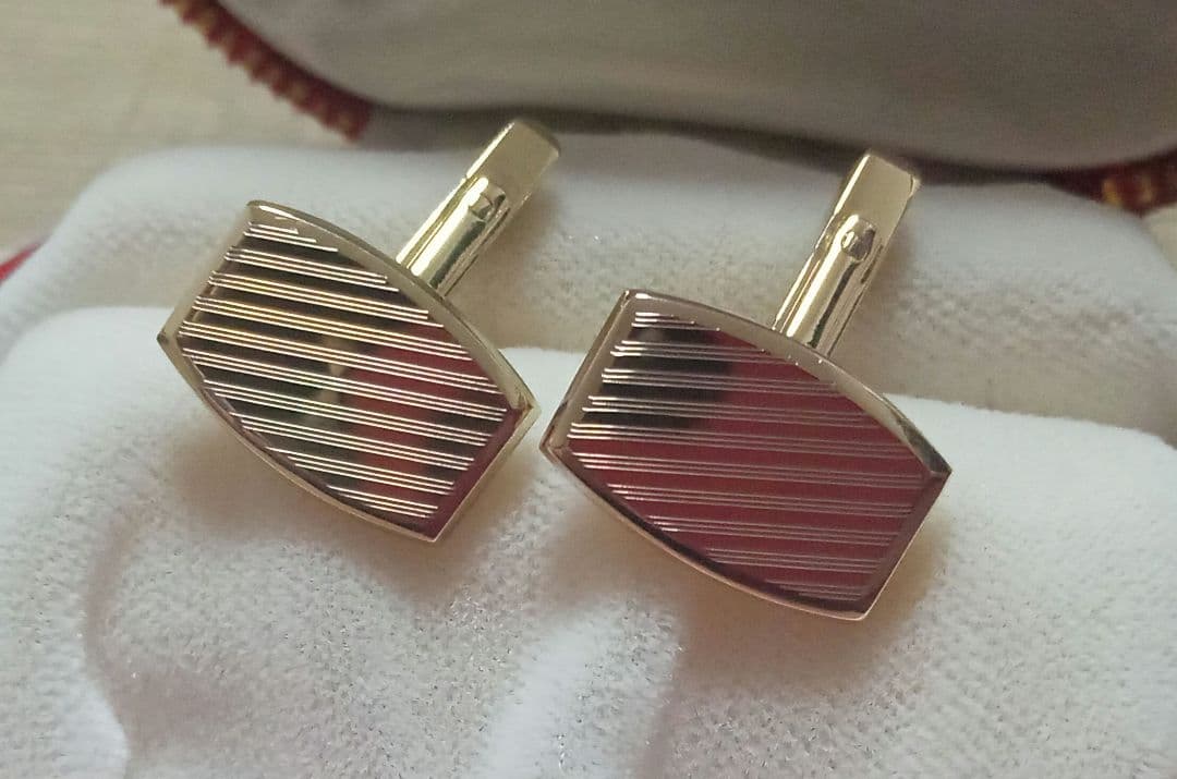 10K カフリンクス ストライプ 刻印有り