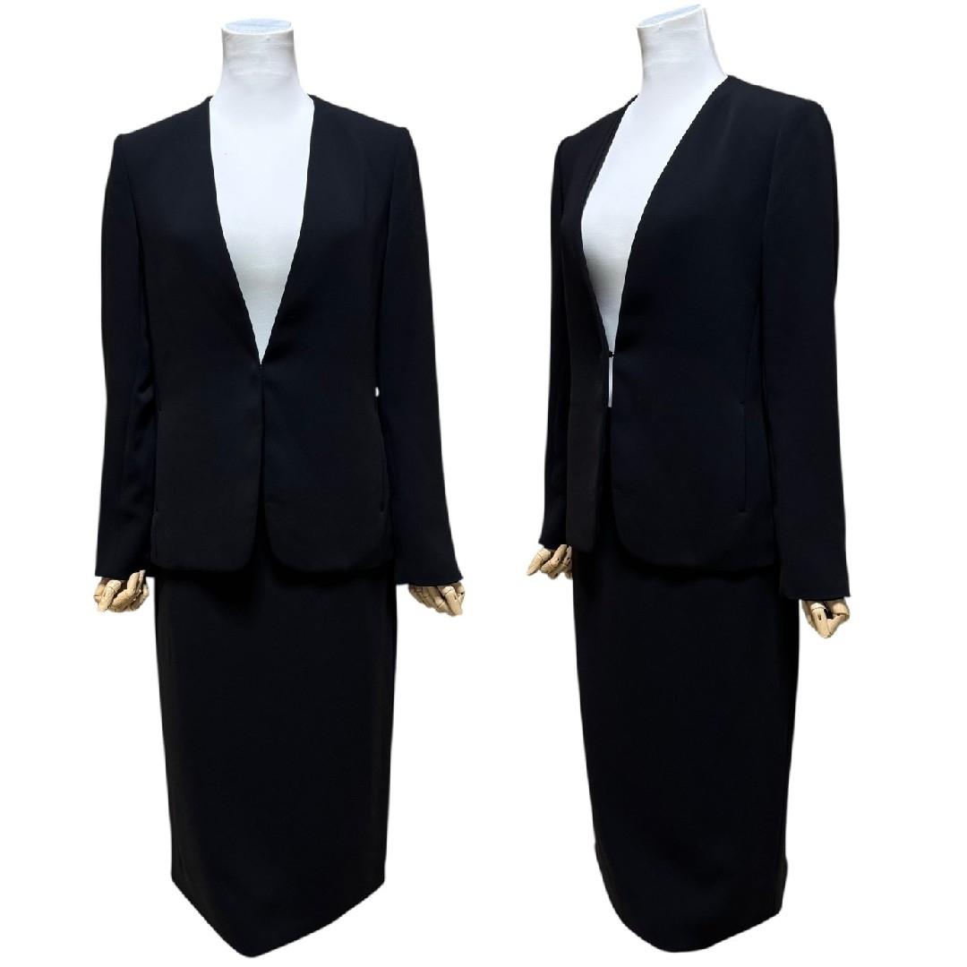 極美品　サイズM　プラステ　ノーカラー　スカート　スーツ　セットアップ　黒