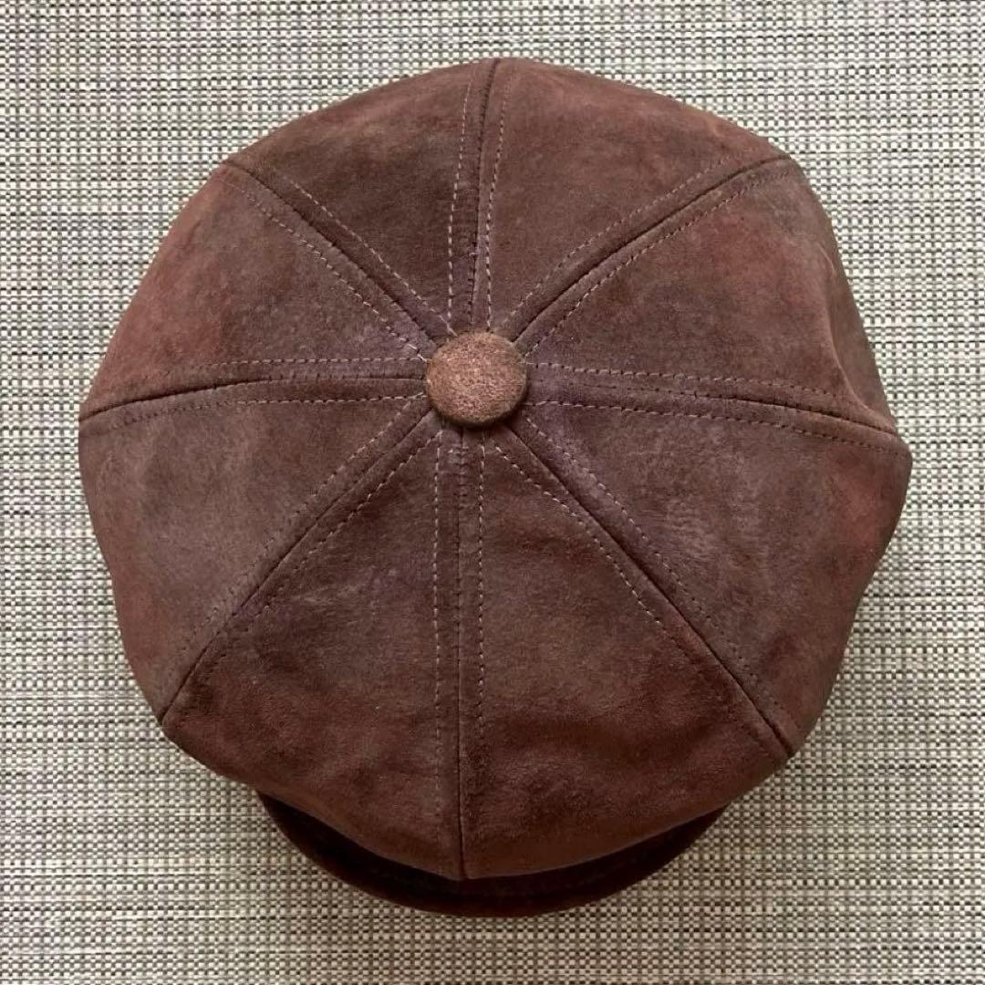 ★USA製 NEW YORK HATキャスケット スウェードレザーダークブラウン