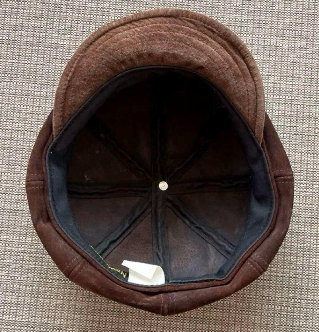 ★USA製 NEW YORK HATキャスケット スウェードレザーダークブラウン