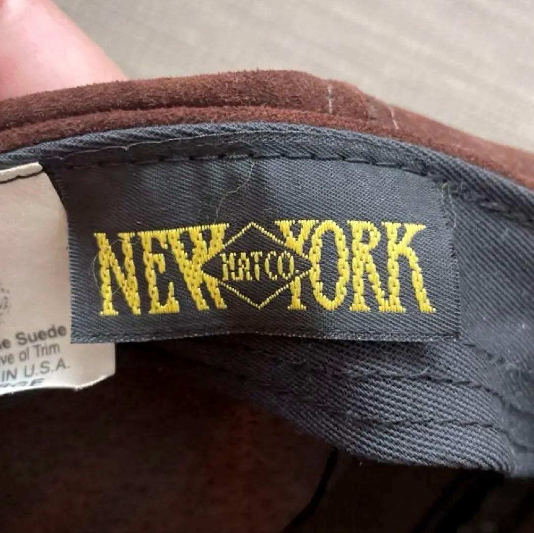 ★USA製 NEW YORK HATキャスケット スウェードレザーダークブラウン