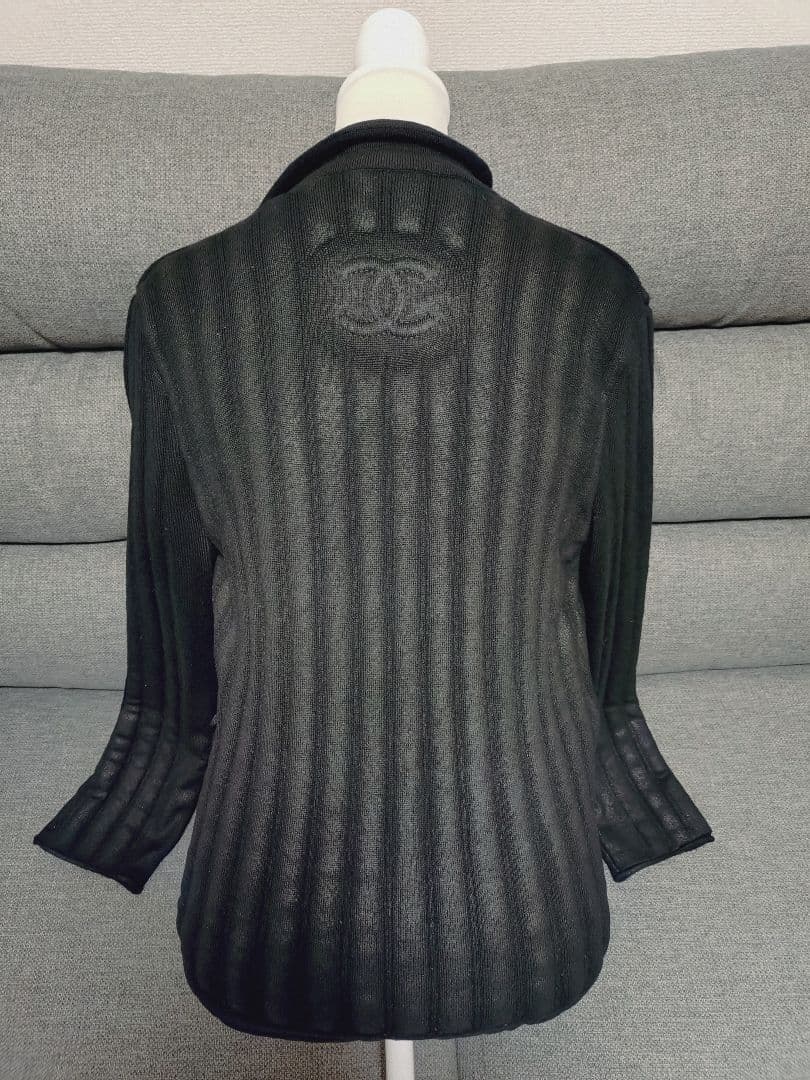 CHANEL　ジャケット　黒シルバーラメアウター　CC ボタン