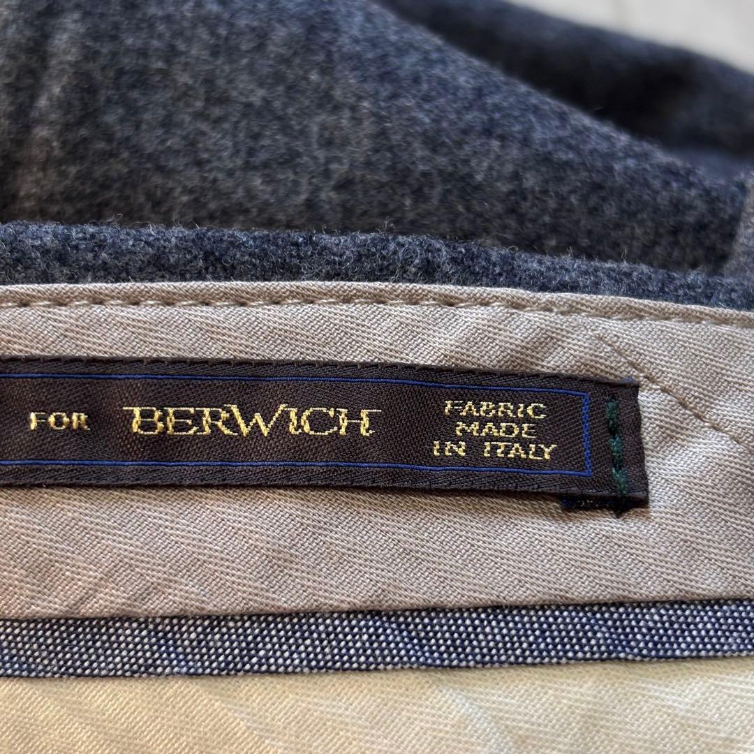 【極美品】ベルウィッチ カノニコ ウールフラノ 2タックワイドトラウザー 48