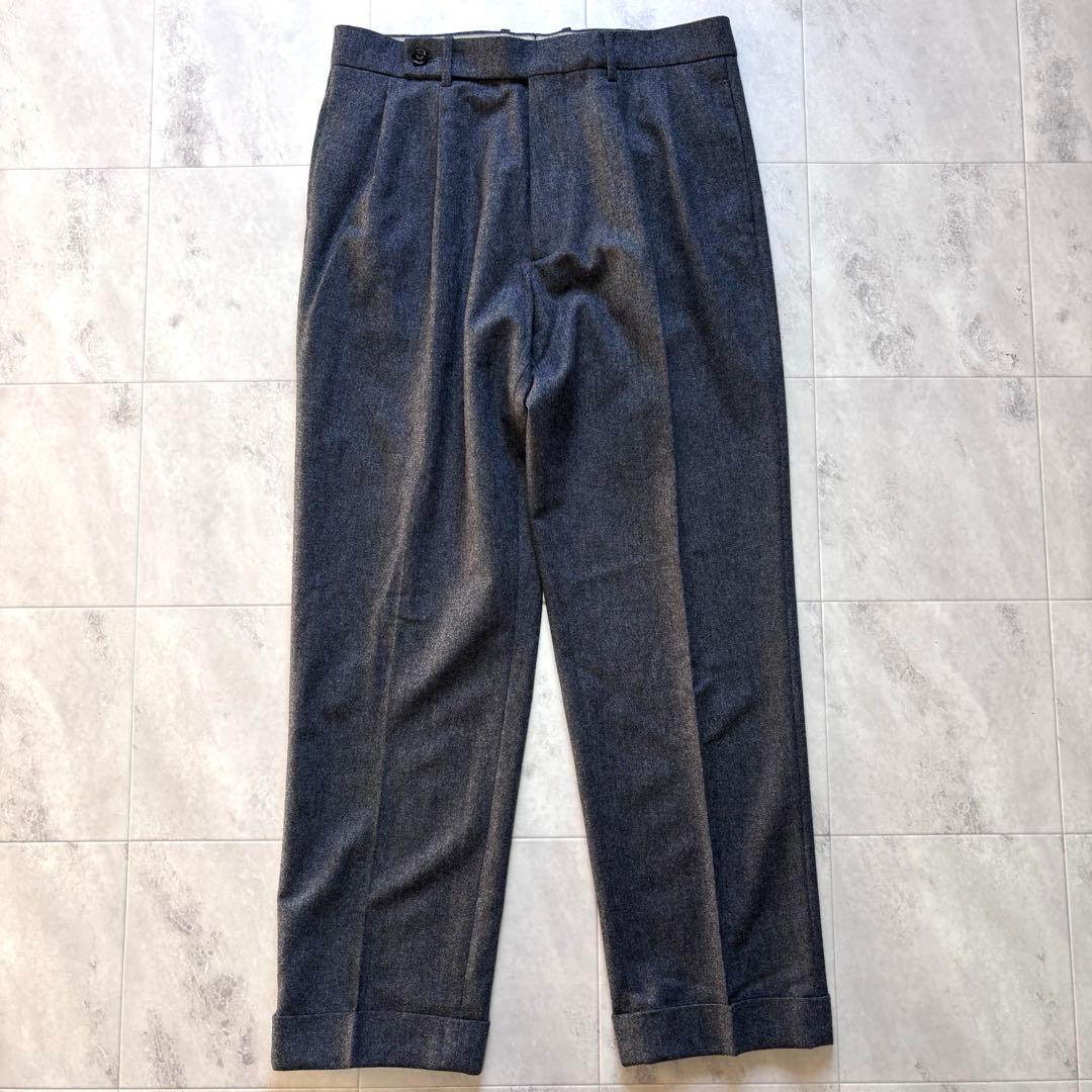 【極美品】ベルウィッチ カノニコ ウールフラノ 2タックワイドトラウザー 48