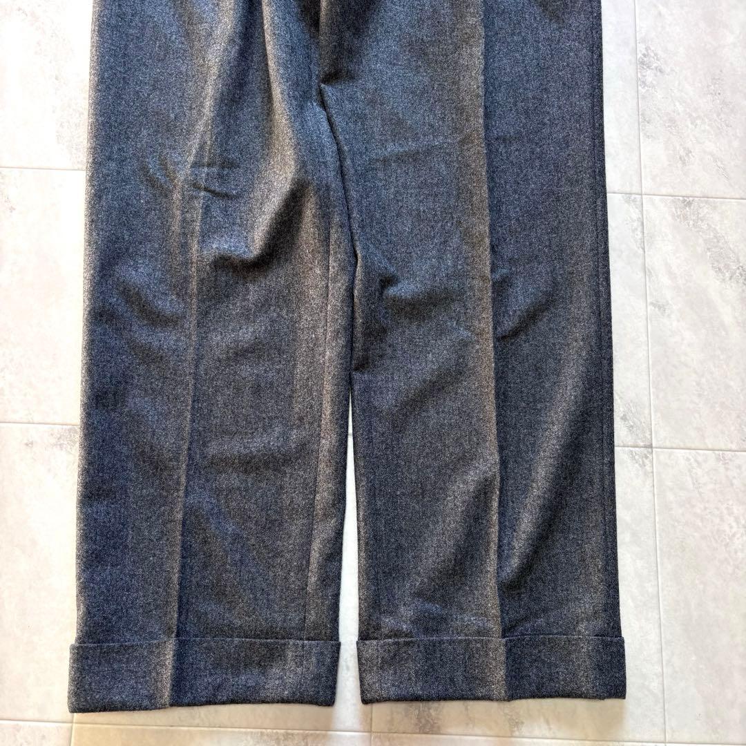 【極美品】ベルウィッチ カノニコ ウールフラノ 2タックワイドトラウザー 48