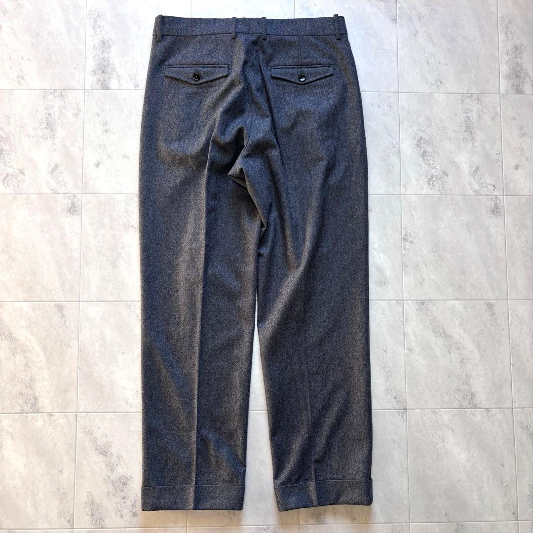 【極美品】ベルウィッチ カノニコ ウールフラノ 2タックワイドトラウザー 48