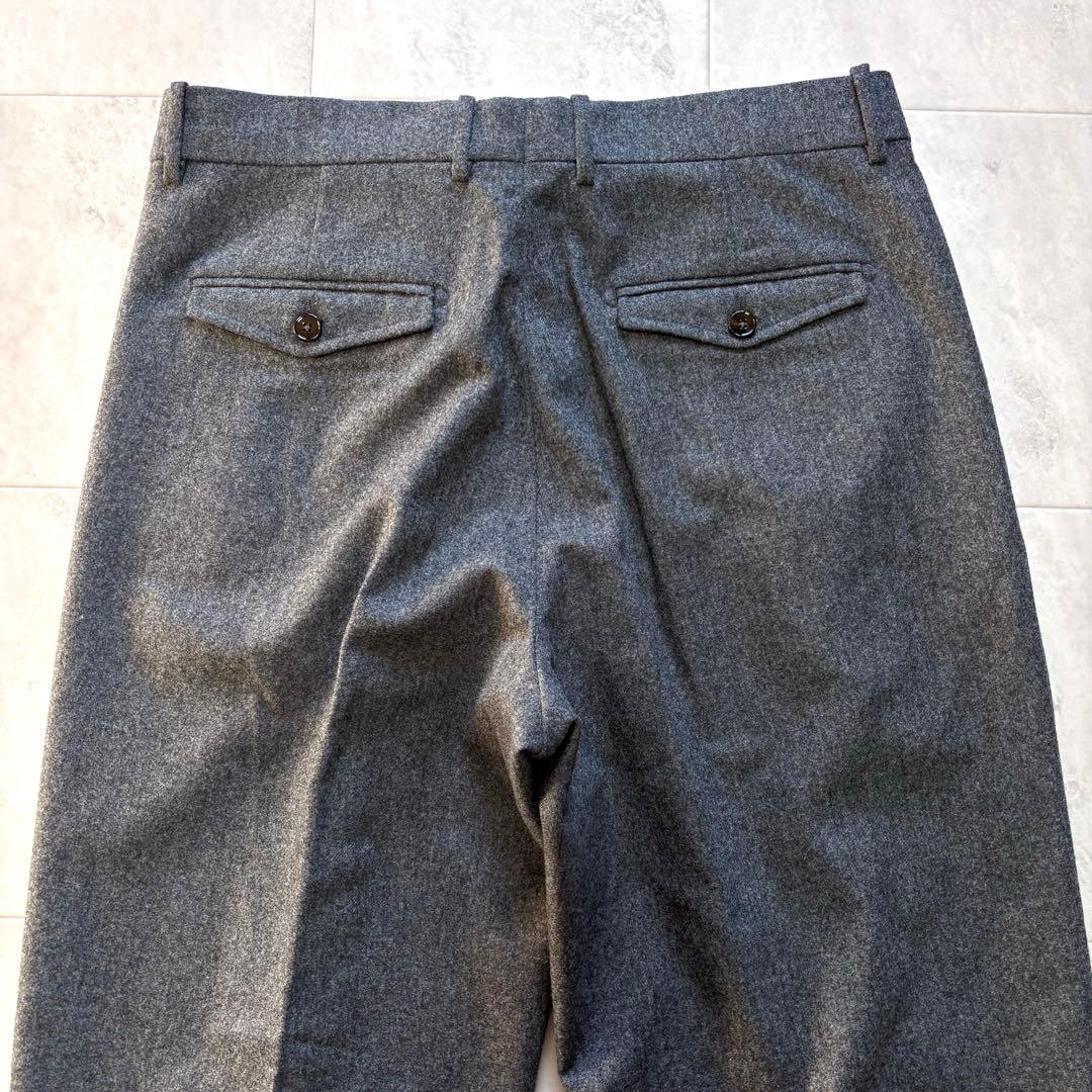 【極美品】ベルウィッチ カノニコ ウールフラノ 2タックワイドトラウザー 48