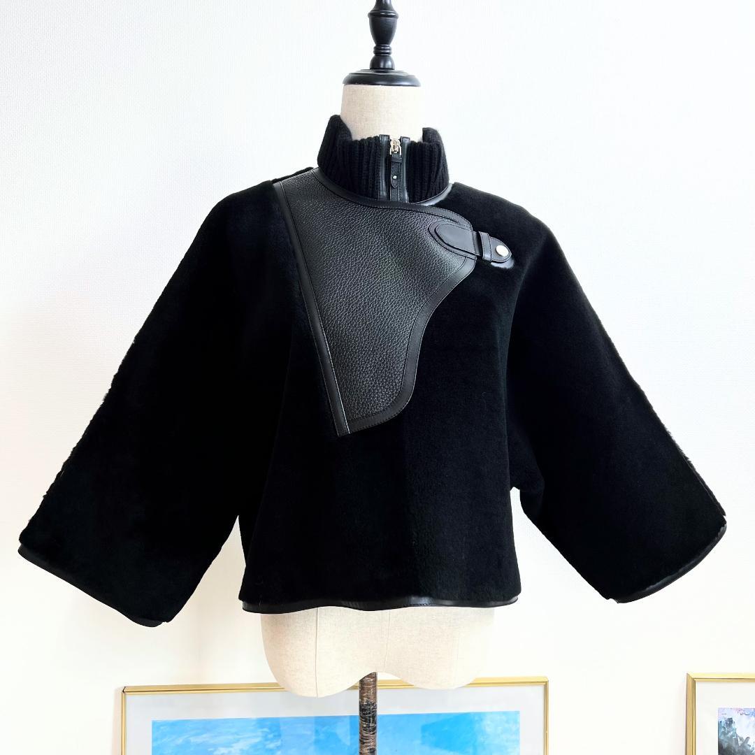 極美品★HERMES★ファー★ディアスキン★レザー★ムートン★ブルゾン★コート