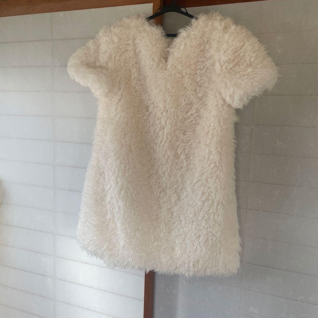 新品【AMOMMA】MINI FUR DRESSファー ミニワンピース ホワイト