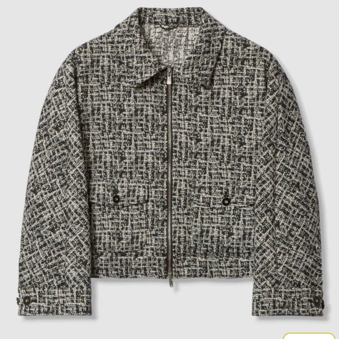 ANAYI ツイーディージャガードポケットブルゾン 34