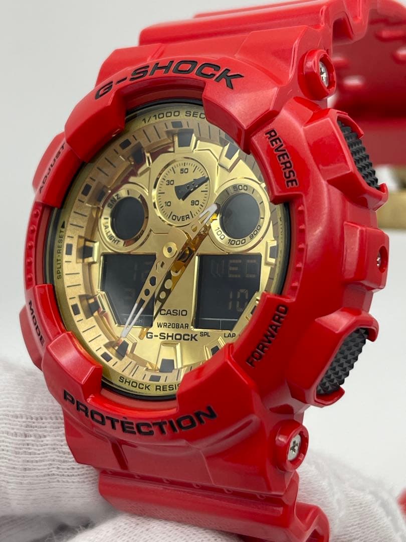 美品 G-SHOCK GA-100VLA-4AJF レッド ゴールド カシオ