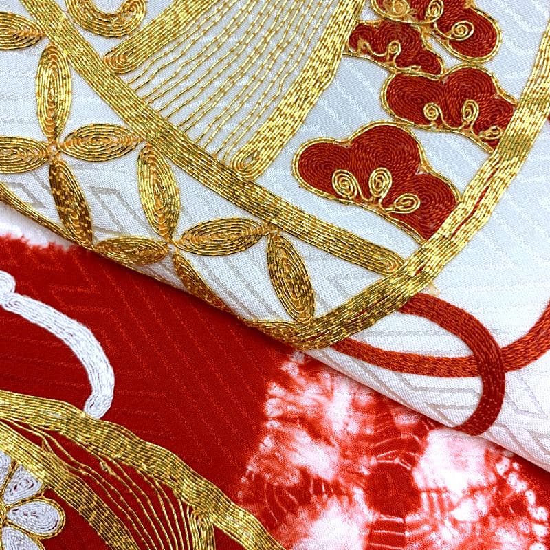 506ax89□お宮参り 女児 着物 長襦袢付 七五三にも 金駒刺繍 絞染め□