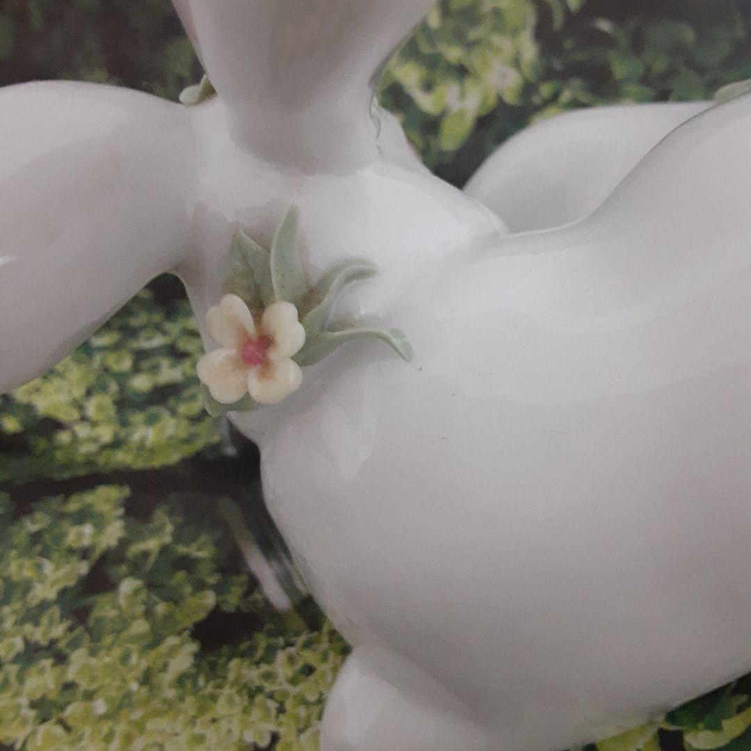 リアドロ　美品　花飾りウサギ