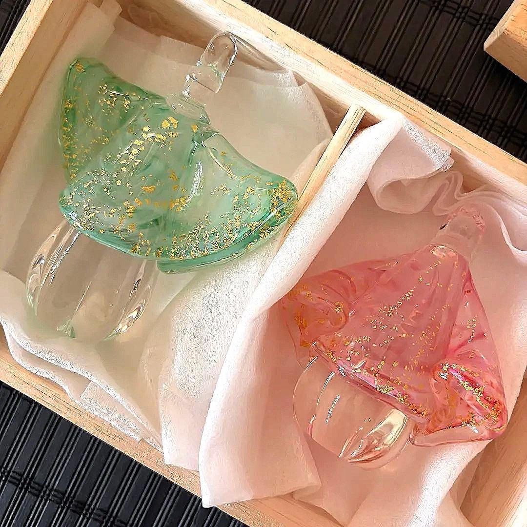 【未使用品】奈良ガラス工房 るりびな 「瑠璃雛」お雛様 お内裏様 金箔 共箱入