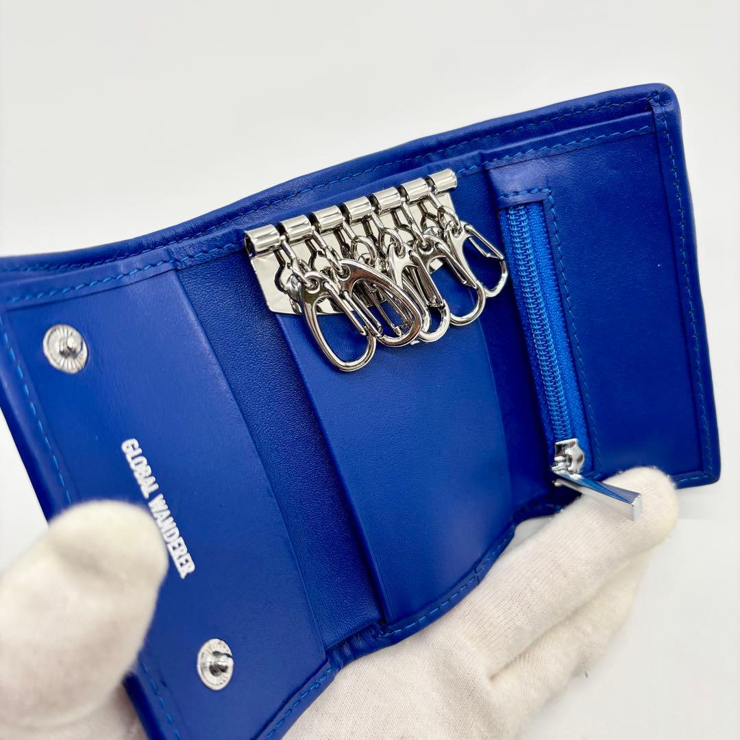 【本物】クロコダイル　キーケース青　ミニ財布にもなります。他色有り