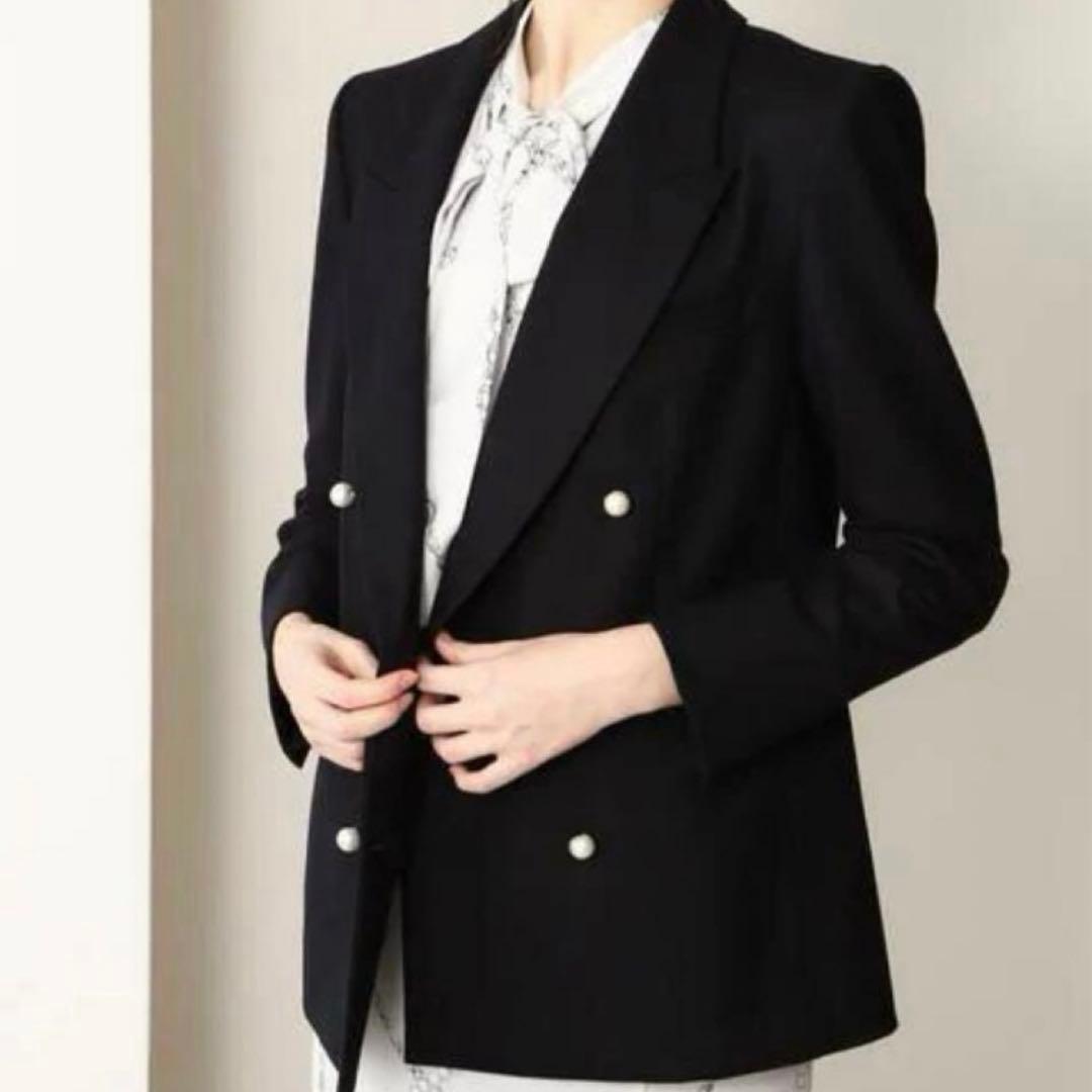 【完売品】ピンキー&ダイアン　ダブルブレストパールボタンジャケット　ブラック