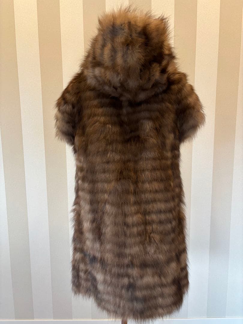 ブラウン フード付き ファーコート
