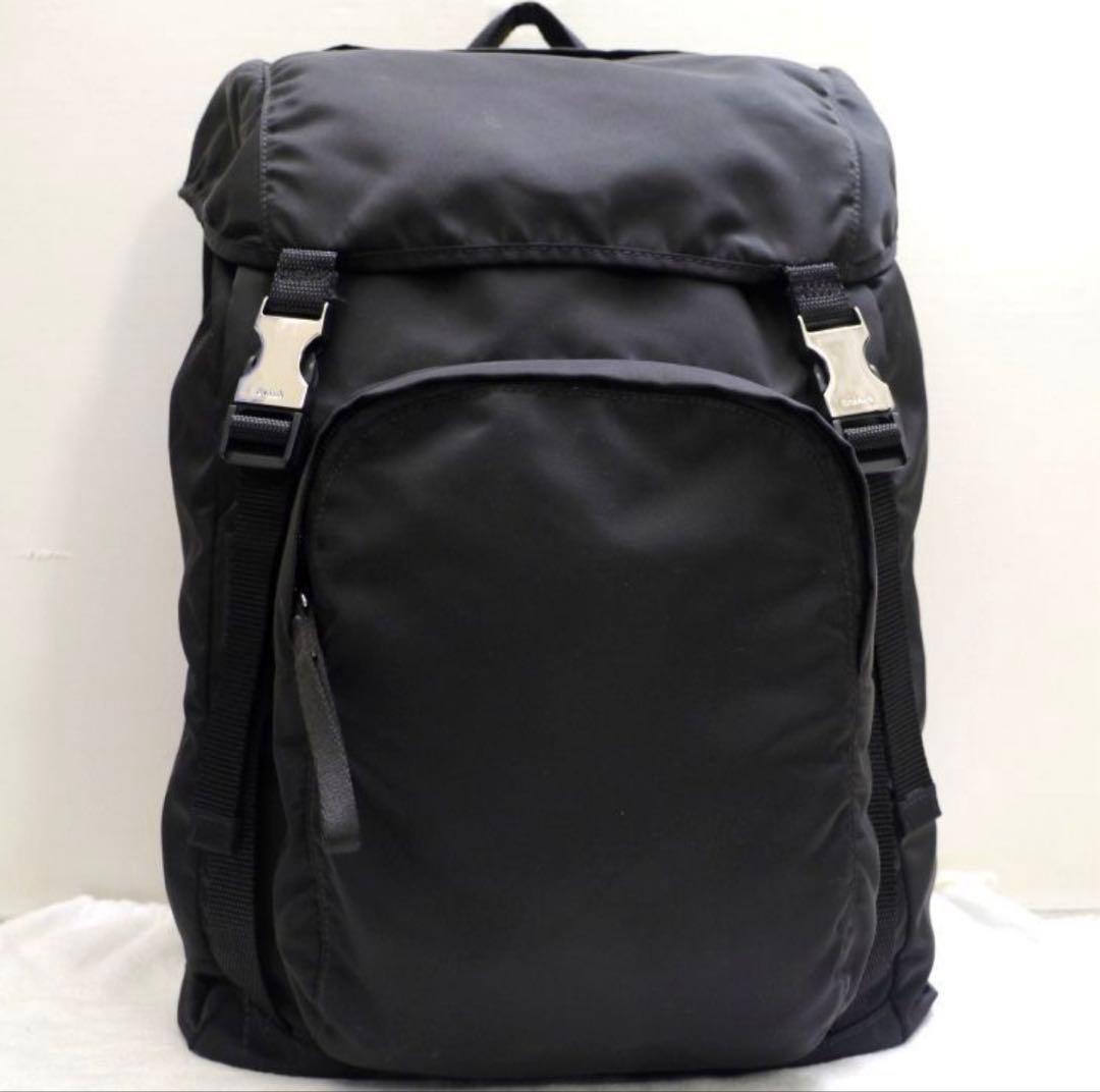 美品◆ PRADA プラダ V135 男女可 ナイロン リュック バックパック黒