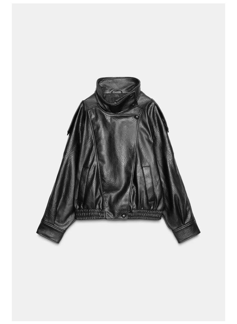 ZARA フェイクレザージャケット M ブラック オーバーサイズ