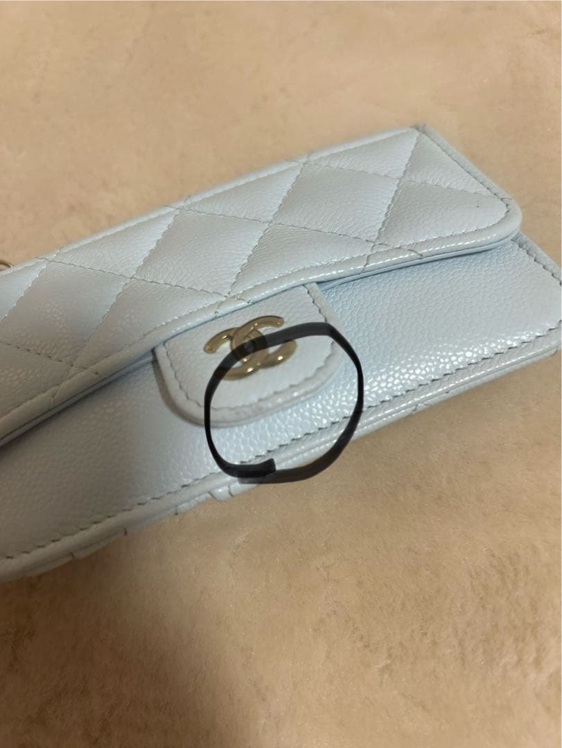 s*a様 シャネル フラグメントケース マトラッセ　カードケース ブルー　水色