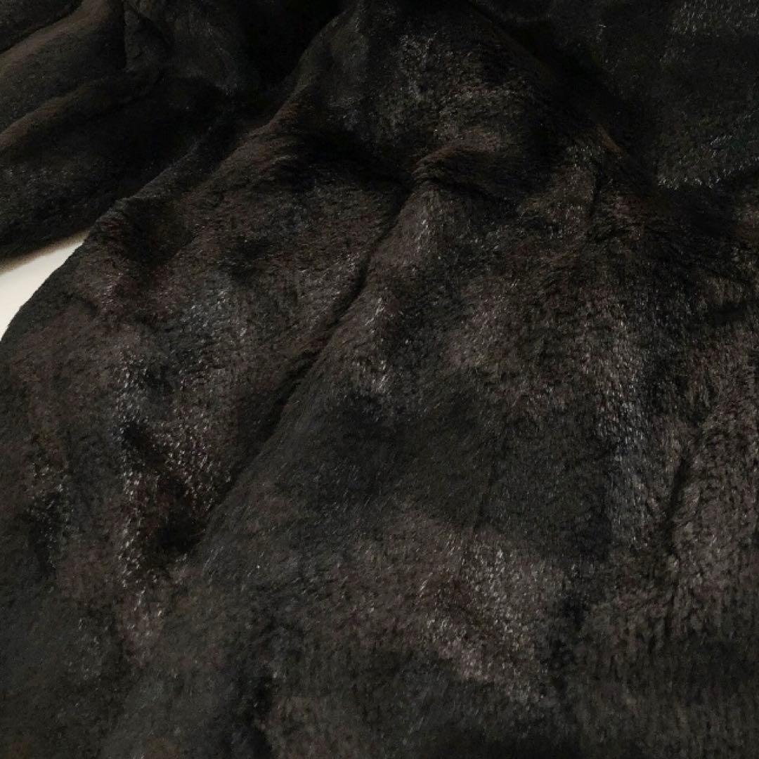 フーテッドリアルファーコート　リス　フード　ロング丈　毛皮　ブラウン