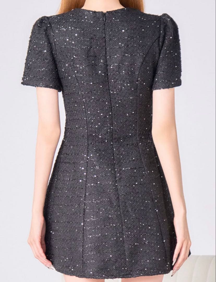 ジュエルズ/ビジューフレアワンピースドレス/キャバドレス/L