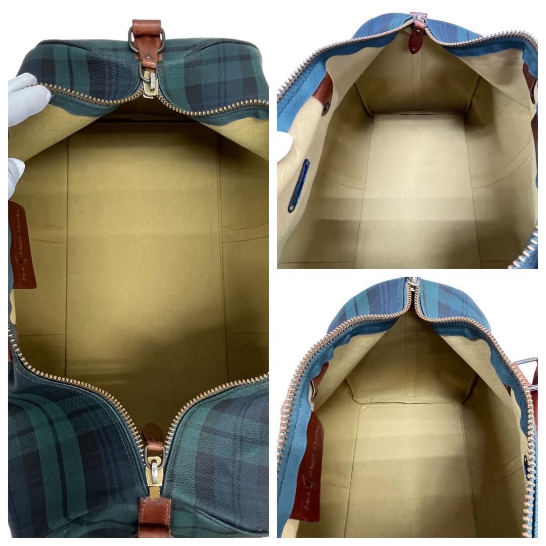 ポロ ラルフローレン 2way ボストンバッグ グリーン チェック 大容量