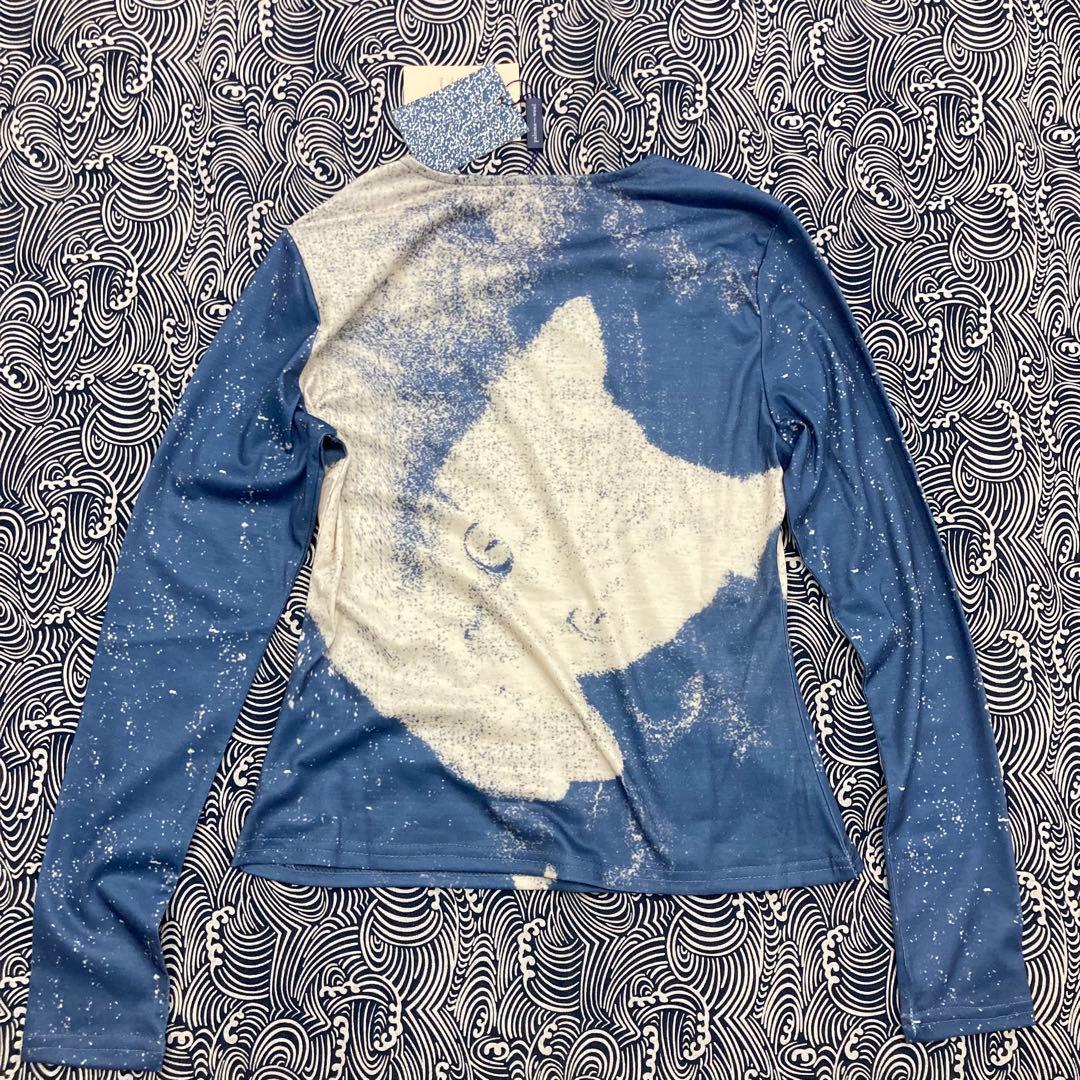 PALOMA WOOL 猫プリント 長袖Tシャツ ブルー