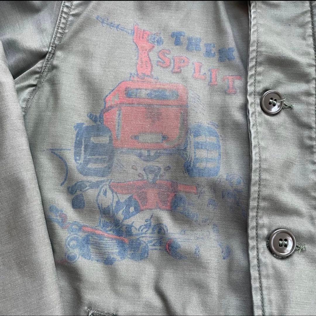 A2デッキジャケット 80s 染み込みプリント ヴィンテージ　ホットロッド