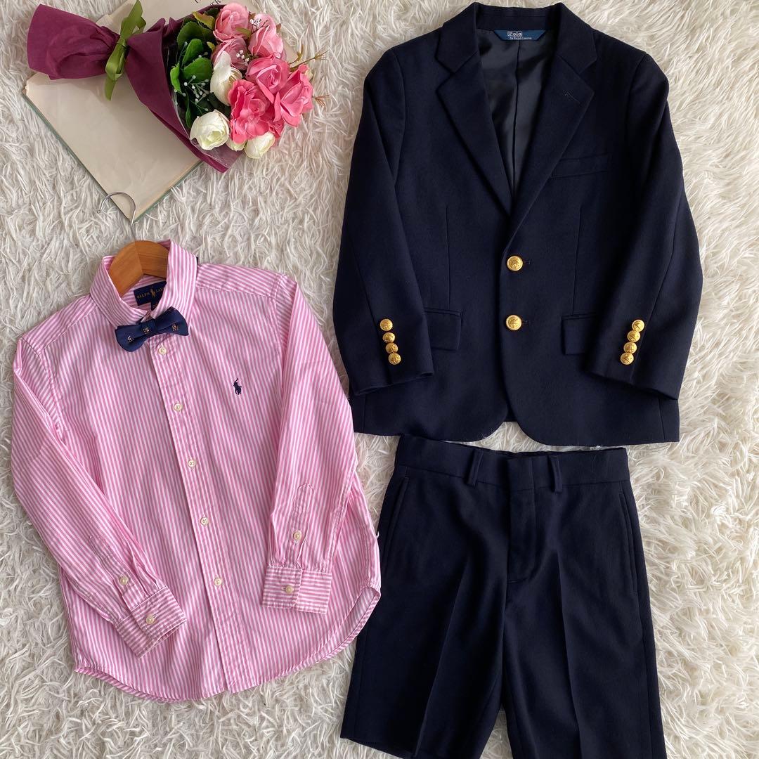 美品 ラルフローレン 4点セット フォーマル 120 スーツ 紺ブレ ネイビー