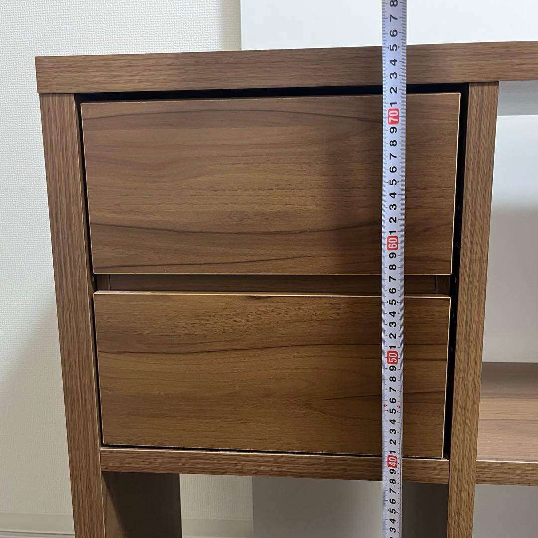 ニトリ　カラーボックス3段　ミドルブラウン　引き出し付き