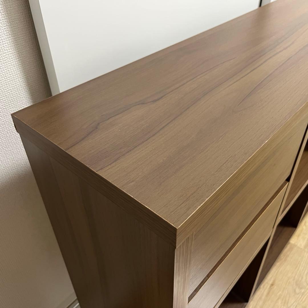 ニトリ　カラーボックス3段　ミドルブラウン　引き出し付き