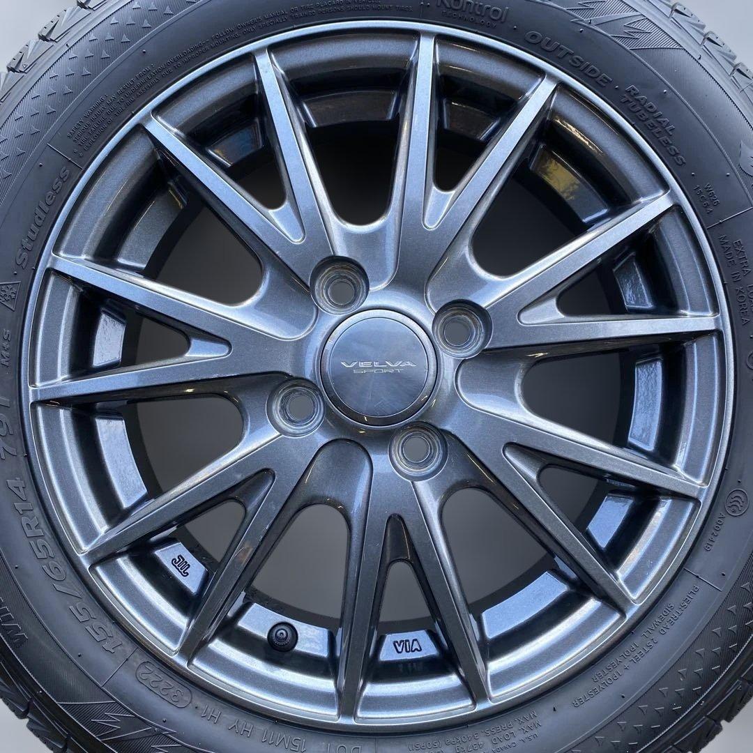 中古バリ溝ハンコックスタッドレスセット155/65R14 軽自動車各種‼️送料無料