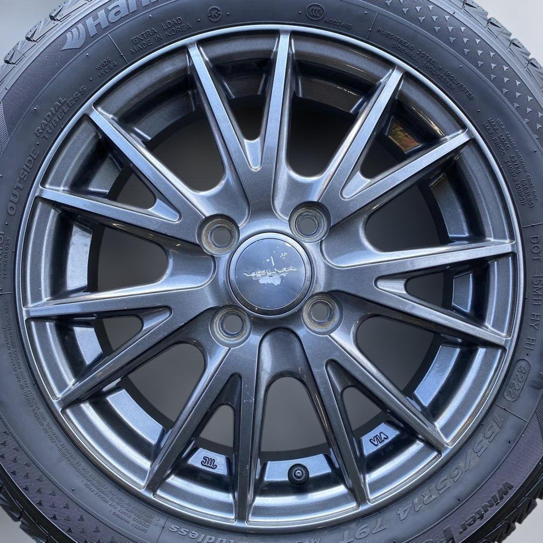 中古バリ溝ハンコックスタッドレスセット155/65R14 軽自動車各種‼️送料無料