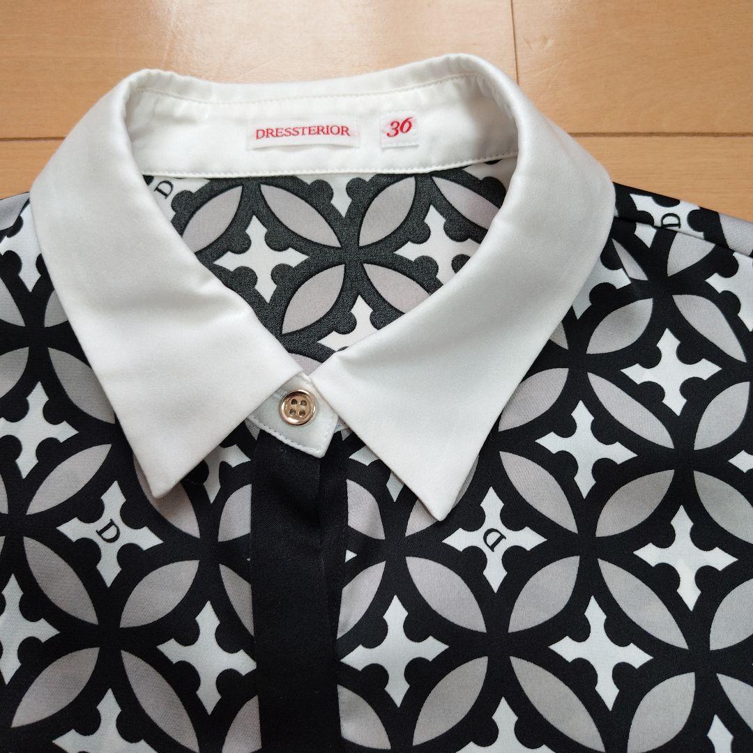 DRESSTERIOR 　オーバーラップサークルサテンシャツ　36