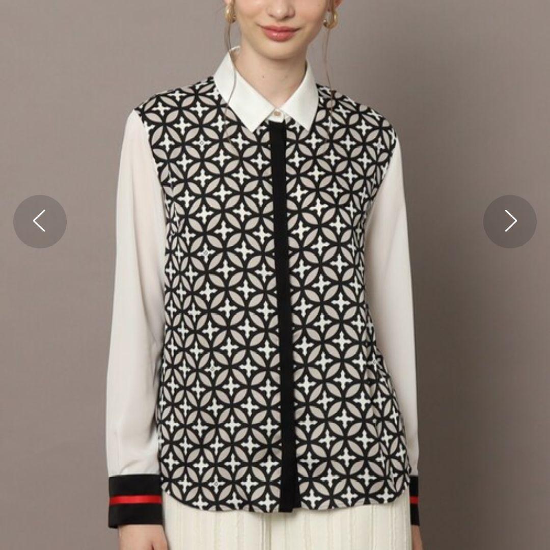 DRESSTERIOR 　オーバーラップサークルサテンシャツ　36