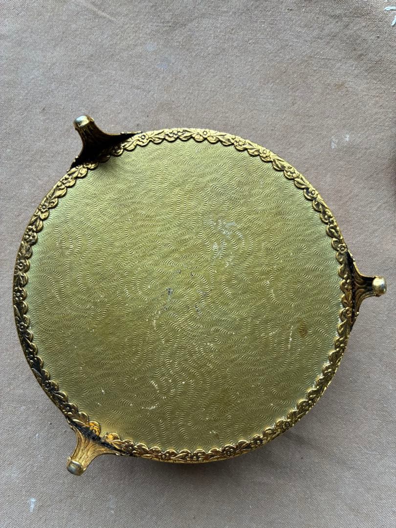 フランス　アンティーク　オルモル　ガラス　ジュエリー　ボックス　真鍮　美品　レア