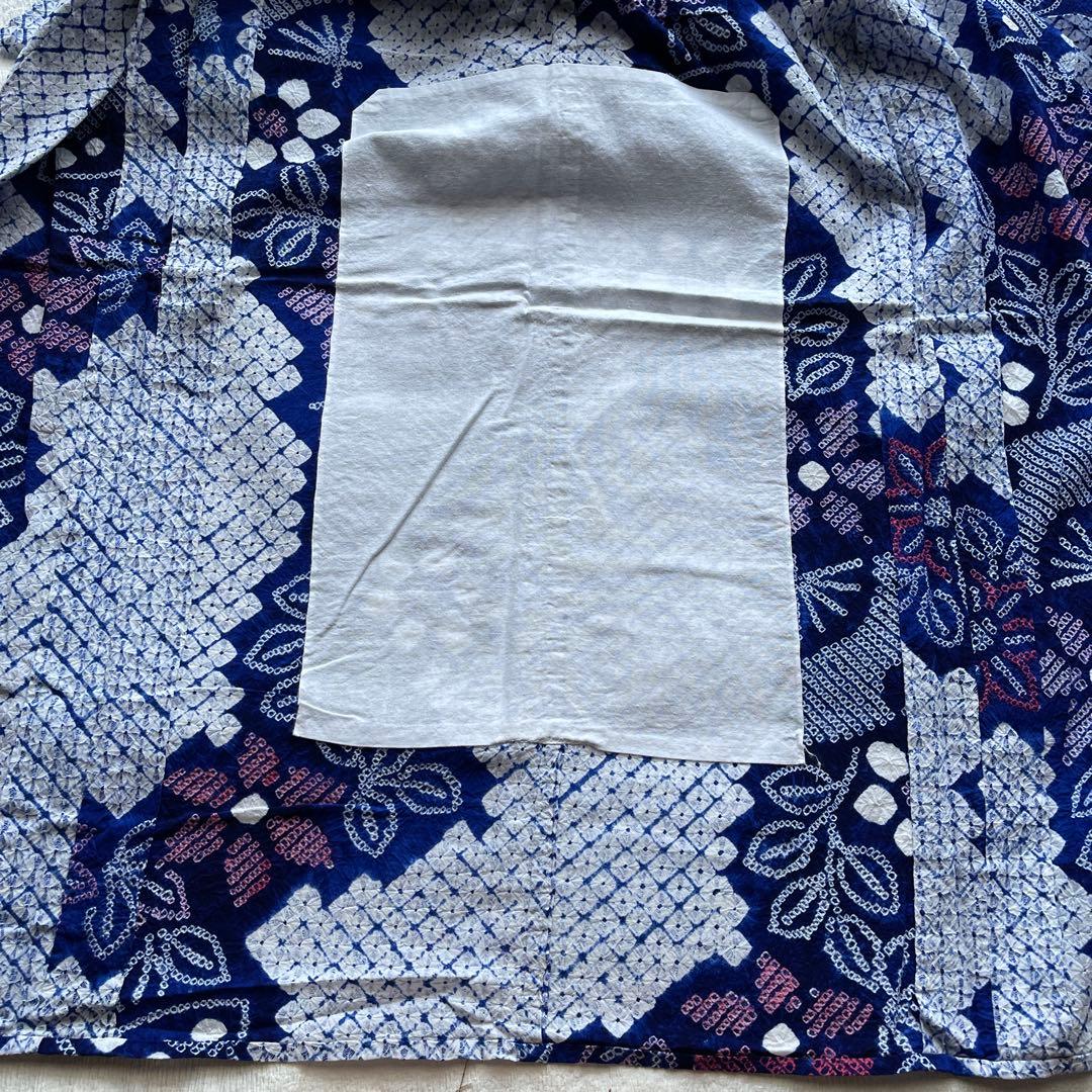 美品 絞り浴衣 有松鳴海 ブルー 手縫い 高級 トールサイズ