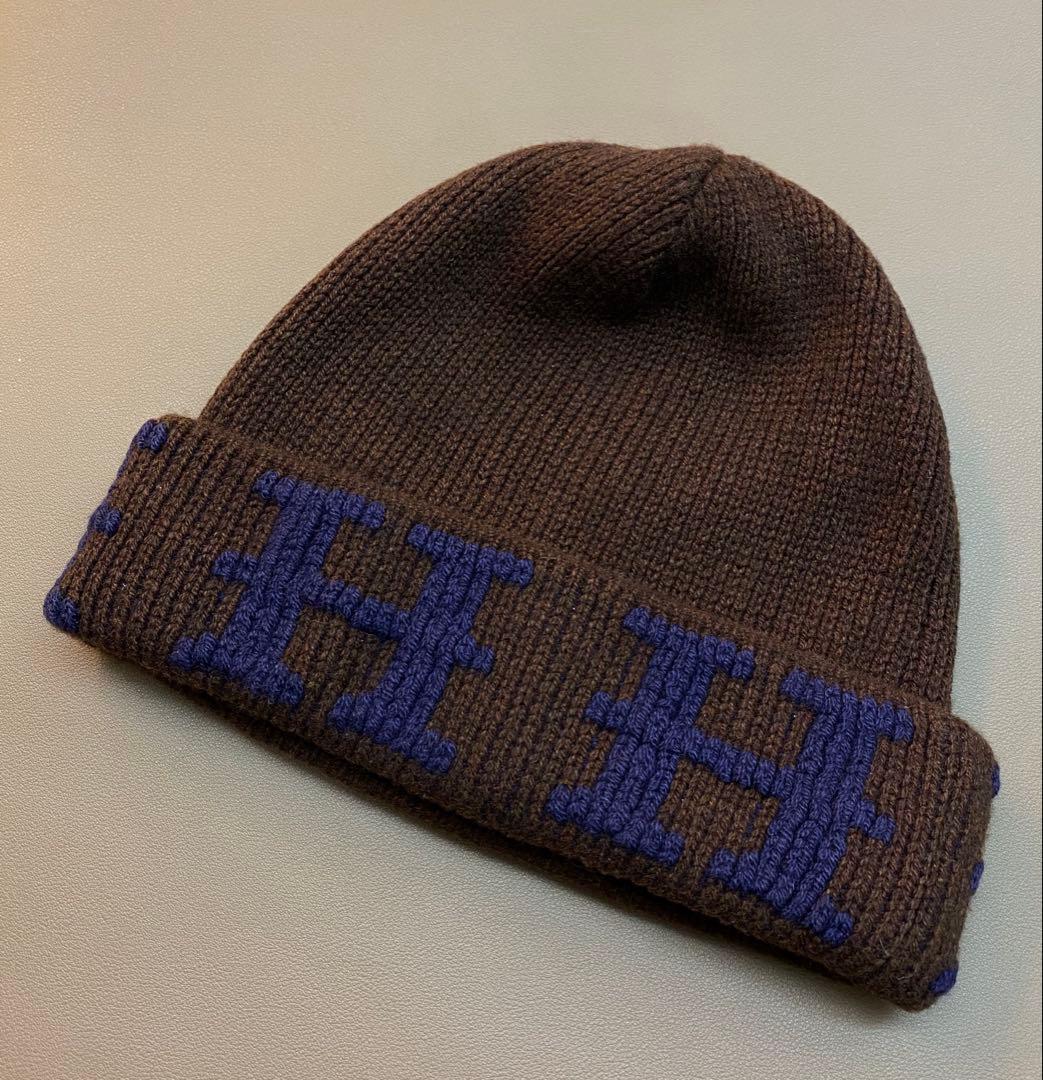 HERMES エルメス　カシミヤニット帽子　L