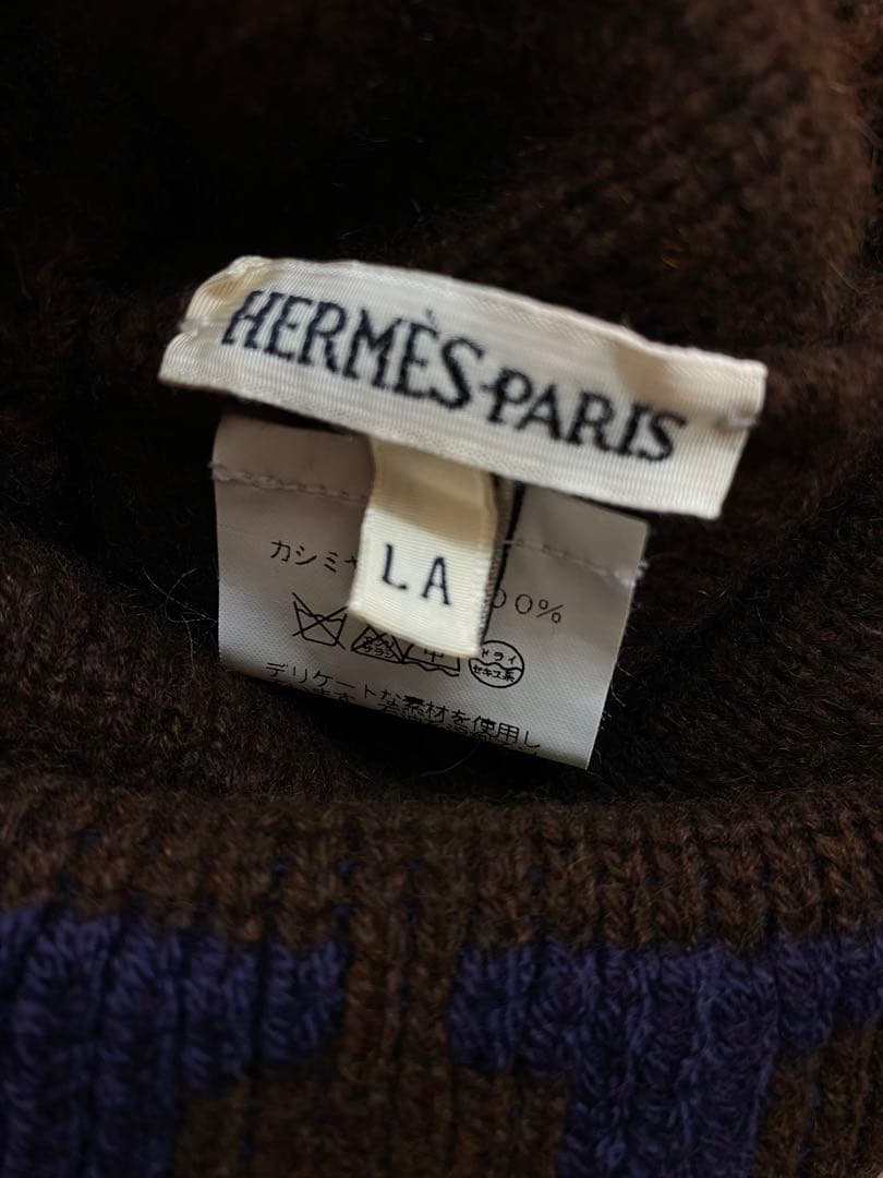 HERMES エルメス　カシミヤニット帽子　L