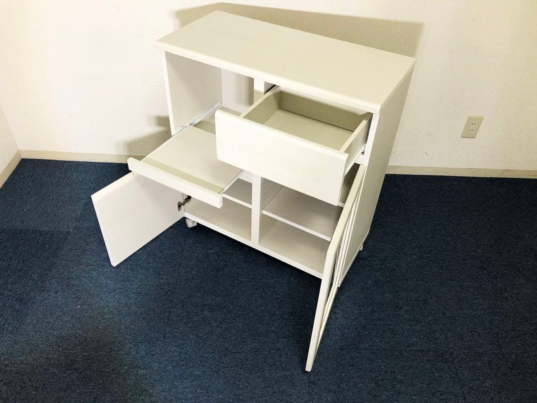 食器棚 アペルト APR-8575SL 白木目柄レンジボード可動式棚板3枚付き