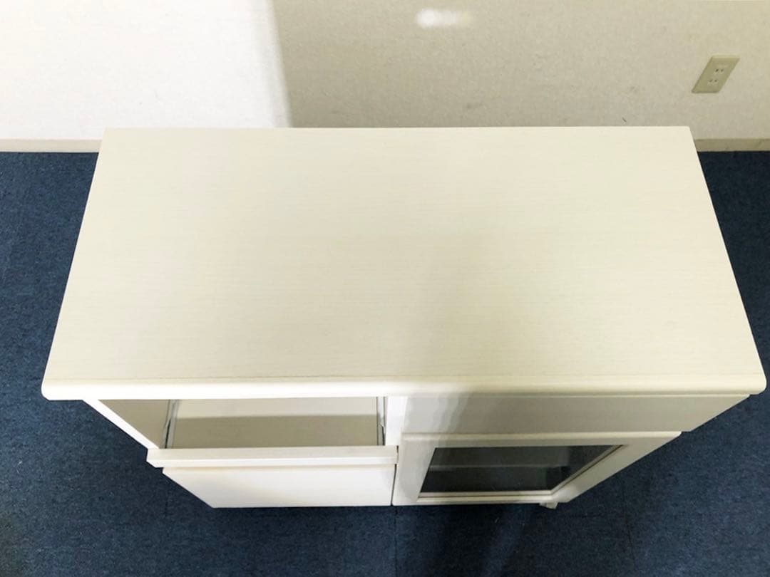 食器棚 アペルト APR-8575SL 白木目柄レンジボード可動式棚板3枚付き