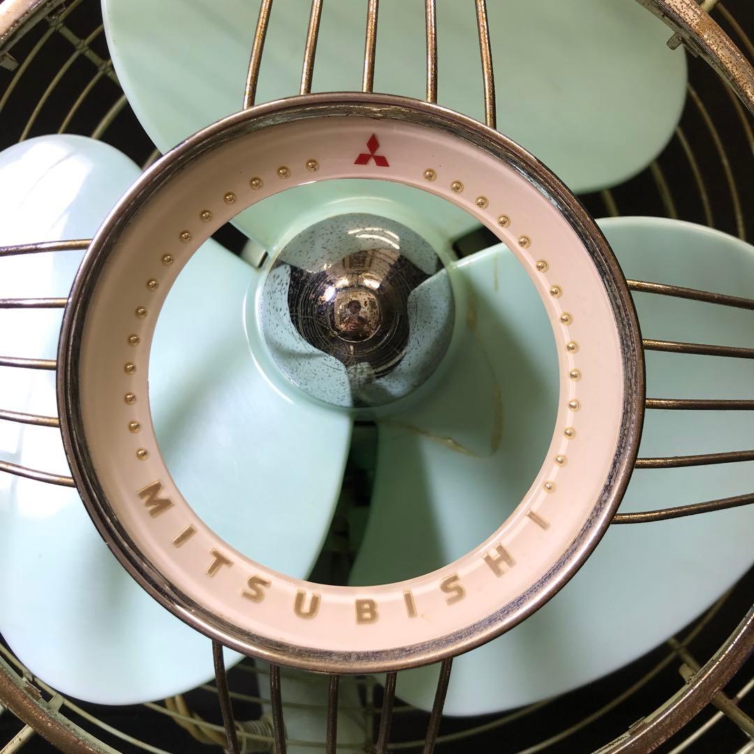 昭和レトロ MITSUBISHI 扇風機　有線リモコン　グリーン