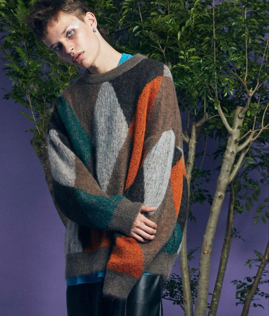 MAISON SPECIAL アーガイルプライムオーバーモヘヤニット