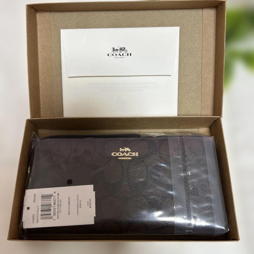 【新品未使用】COACH 長財布 シグネチャーキャンバス ラウンドファスナー型